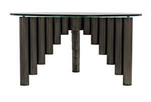 Noir Organum Coffee Table – Sculptural Gun Metal Design with Glass Top for Modern Living Spaces GTAB1111GM
