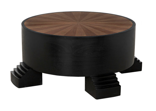 Noir Tambour Coffee Table - Elegant Hand-Rubbed Black Finish with Spacious Veneer Top for Versatile Style GTAB1114HBV