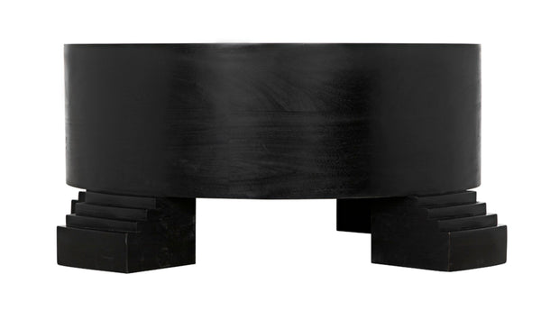 Noir Tambour Coffee Table - Elegant Hand-Rubbed Black Finish with Spacious Veneer Top for Versatile Style GTAB1114HBV