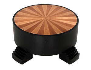 Noir Tambour Coffee Table - Elegant Hand-Rubbed Black Finish with Spacious Veneer Top for Versatile Style GTAB1114HBV