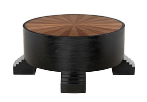 Noir Tambour Coffee Table - Elegant Hand-Rubbed Black Finish with Spacious Veneer Top for Versatile Style GTAB1114HBV