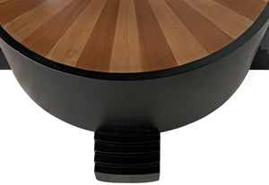 Noir Tambour Coffee Table - Elegant Hand-Rubbed Black Finish with Spacious Veneer Top for Versatile Style GTAB1114HBV