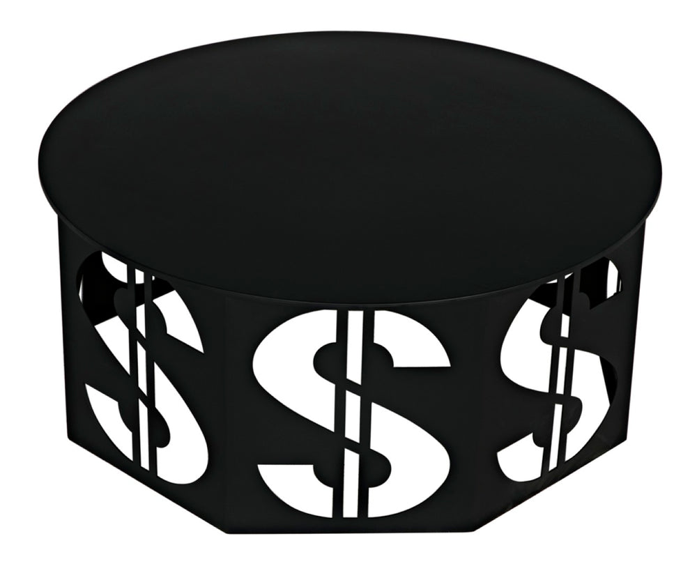 Noir Dollar Coffee Table - Industrial Black Iron Design, Durable & Easy-Care, Perfect for Modern Living Rooms GTAB1119MTB