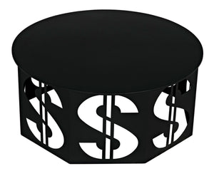 Noir Dollar Coffee Table - Industrial Black Iron Design, Durable & Easy-Care, Perfect for Modern Living Rooms GTAB1119MTB