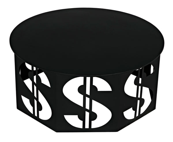 Noir Dollar Coffee Table - Industrial Black Iron Design, Durable & Easy-Care, Perfect for Modern Living Rooms GTAB1119MTB