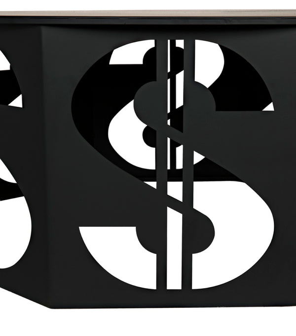 Noir Dollar Coffee Table - Industrial Black Iron Design, Durable & Easy-Care, Perfect for Modern Living Rooms GTAB1119MTB