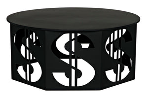 Noir Dollar Coffee Table - Industrial Black Iron Design, Durable & Easy-Care, Perfect for Modern Living Rooms GTAB1119MTB
