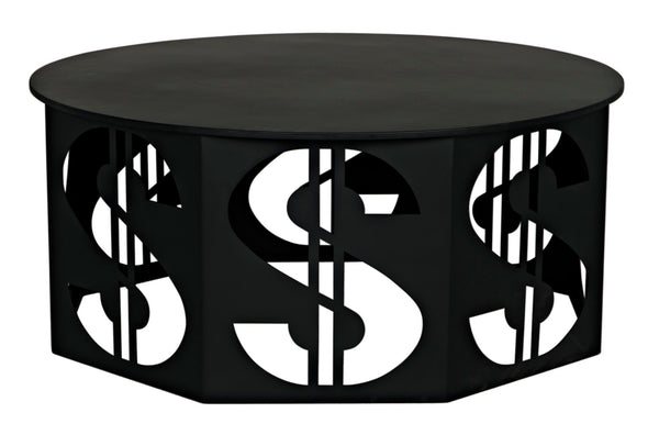 Noir Dollar Coffee Table - Industrial Black Iron Design, Durable & Easy-Care, Perfect for Modern Living Rooms GTAB1119MTB