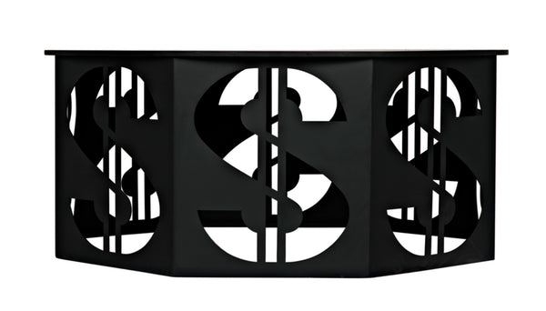 Noir Dollar Coffee Table - Industrial Black Iron Design, Durable & Easy-Care, Perfect for Modern Living Rooms GTAB1119MTB