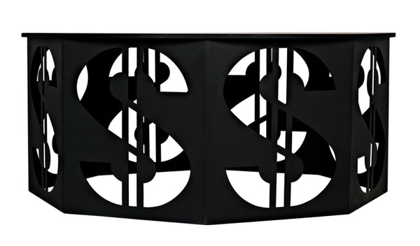 Noir Dollar Coffee Table - Industrial Black Iron Design, Durable & Easy-Care, Perfect for Modern Living Rooms GTAB1119MTB