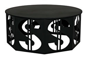 Noir Dollar Coffee Table - Industrial Black Iron Design, Durable & Easy-Care, Perfect for Modern Living Rooms GTAB1119MTB