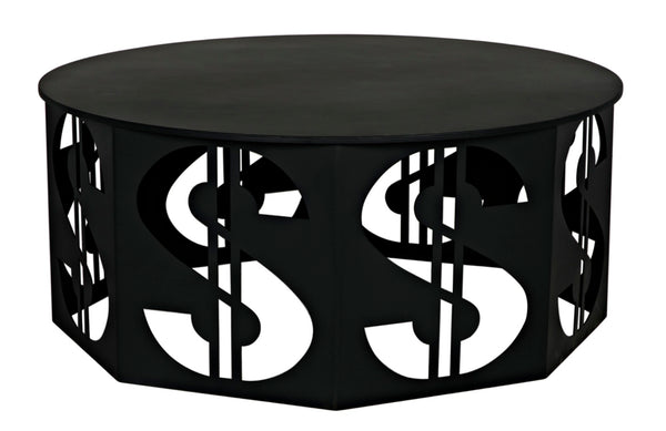 Noir Dollar Coffee Table - Industrial Black Iron Design, Durable & Easy-Care, Perfect for Modern Living Rooms GTAB1119MTB