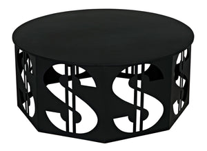 Noir Dollar Coffee Table - Industrial Black Iron Design, Durable & Easy-Care, Perfect for Modern Living Rooms GTAB1119MTB