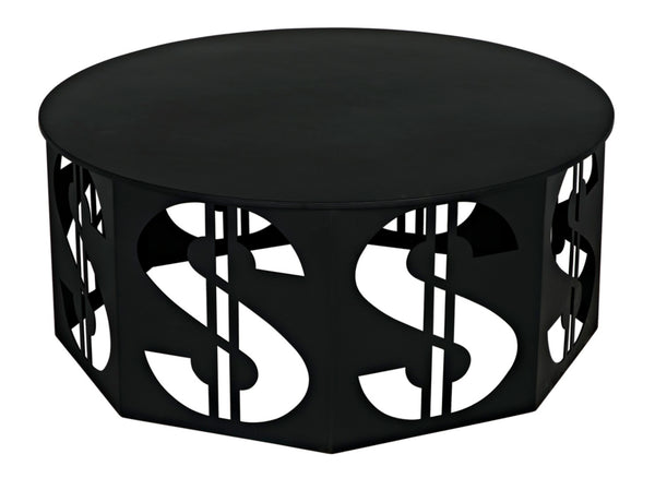 Noir Dollar Coffee Table - Industrial Black Iron Design, Durable & Easy-Care, Perfect for Modern Living Rooms GTAB1119MTB