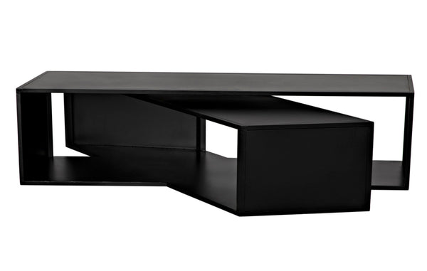 Noir Keweco Coffee Table - Artisan-Crafted Matte Black Iron Centerpiece for Modern Industrial Living Spaces GTAB1122MTB