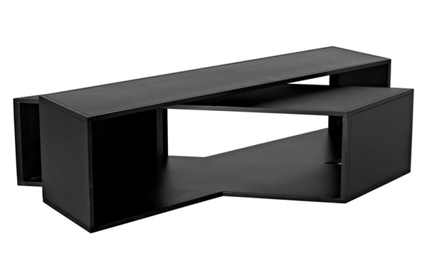 Noir Keweco Coffee Table - Artisan-Crafted Matte Black Iron Centerpiece for Modern Industrial Living Spaces GTAB1122MTB