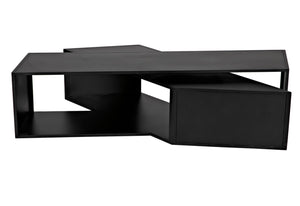 Noir Keweco Coffee Table - Artisan-Crafted Matte Black Iron Centerpiece for Modern Industrial Living Spaces GTAB1122MTB