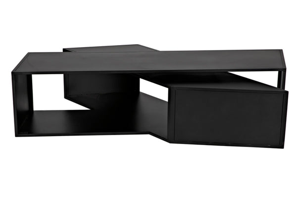 Noir Keweco Coffee Table - Artisan-Crafted Matte Black Iron Centerpiece for Modern Industrial Living Spaces GTAB1122MTB