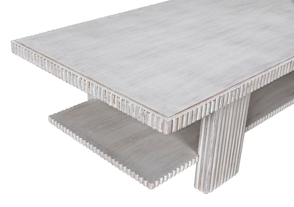 Noir Humphrey Coffee Table - Artisan-Crafted Solid Mahogany with White Wash Finish for Modern Elegance GTAB1125WH