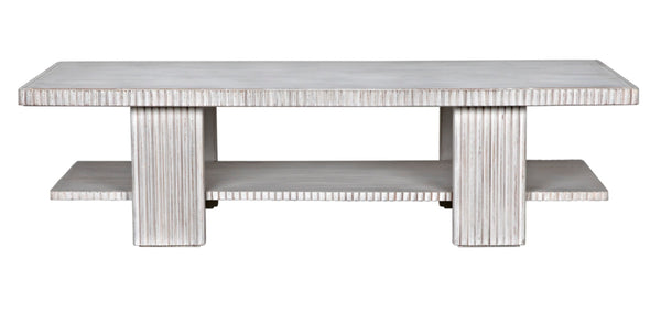 Noir Humphrey Coffee Table - Artisan-Crafted Solid Mahogany with White Wash Finish for Modern Elegance GTAB1125WH