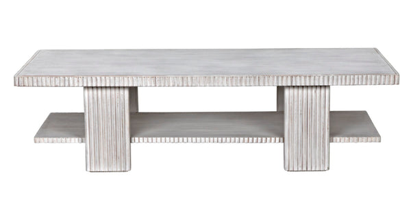 Noir Humphrey Coffee Table - Artisan-Crafted Solid Mahogany with White Wash Finish for Modern Elegance GTAB1125WH