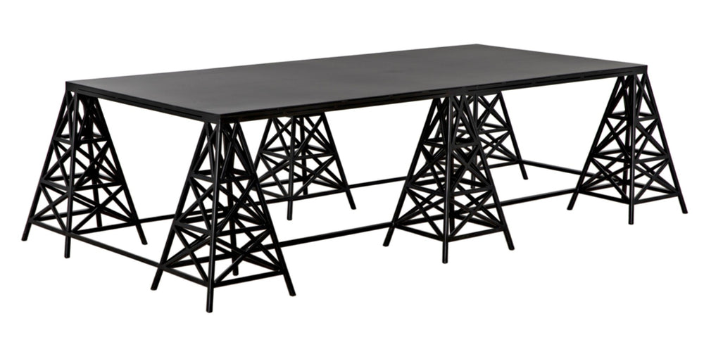 Noir Brixton Artisan Coffee Table - Modern Matte Black Iron for Stylish Living Spaces & Everyday Use GTAB1128MTB