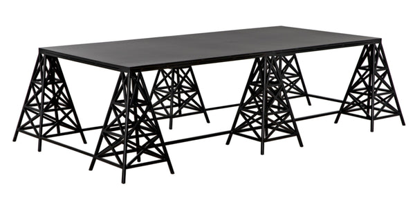 Noir Brixton Artisan Coffee Table - Modern Matte Black Iron for Stylish Living Spaces & Everyday Use GTAB1128MTB