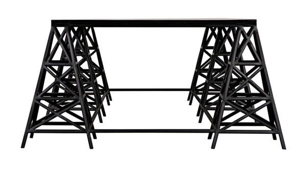 Noir Brixton Artisan Coffee Table - Modern Matte Black Iron for Stylish Living Spaces & Everyday Use GTAB1128MTB