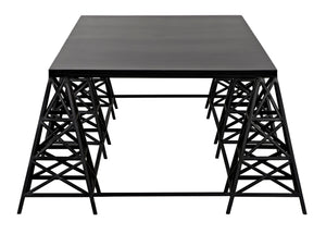 Noir Brixton Artisan Coffee Table - Modern Matte Black Iron for Stylish Living Spaces & Everyday Use GTAB1128MTB