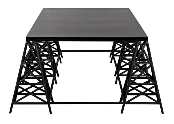 Noir Brixton Artisan Coffee Table - Modern Matte Black Iron for Stylish Living Spaces & Everyday Use GTAB1128MTB