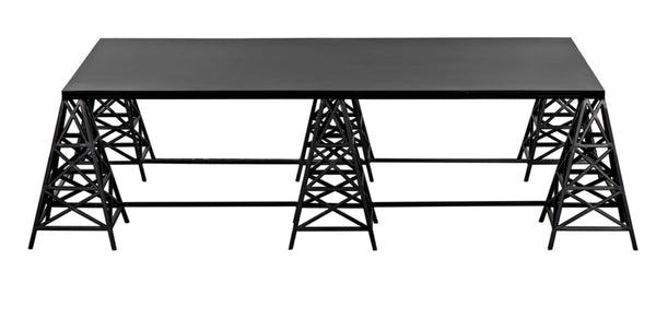Noir Brixton Artisan Coffee Table - Modern Matte Black Iron for Stylish Living Spaces & Everyday Use GTAB1128MTB