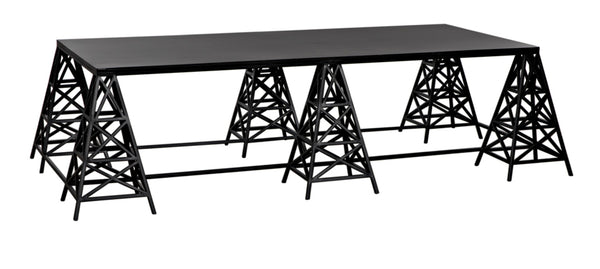 Noir Brixton Artisan Coffee Table - Modern Matte Black Iron for Stylish Living Spaces & Everyday Use GTAB1128MTB