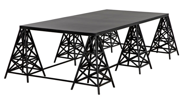 Noir Brixton Artisan Coffee Table - Modern Matte Black Iron for Stylish Living Spaces & Everyday Use GTAB1128MTB