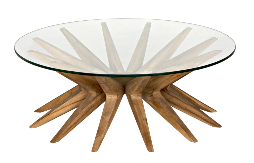 Noir Waldo Coffee Table - Artisan-Crafted Teak & Glass Centerpiece for Modern Living Room Elegance GTAB1129T