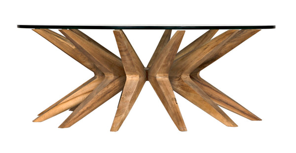 Noir Waldo Coffee Table - Artisan-Crafted Teak & Glass Centerpiece for Modern Living Room Elegance GTAB1129T