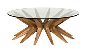 Noir Waldo Coffee Table - Artisan-Crafted Teak & Glass Centerpiece for Modern Living Room Elegance GTAB1129T