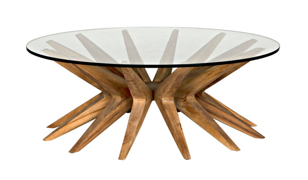 Noir Waldo Coffee Table - Artisan-Crafted Teak & Glass Centerpiece for Modern Living Room Elegance GTAB1129T