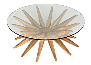 Noir Waldo Coffee Table - Artisan-Crafted Teak & Glass Centerpiece for Modern Living Room Elegance GTAB1129T