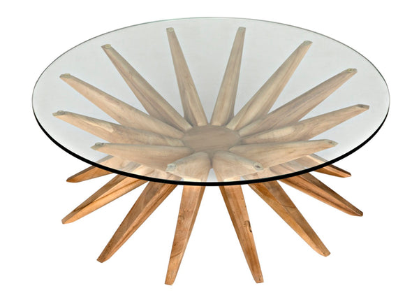 Noir Waldo Coffee Table - Artisan-Crafted Teak & Glass Centerpiece for Modern Living Room Elegance GTAB1129T