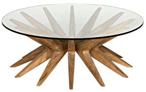 Noir Waldo Coffee Table - Artisan-Crafted Teak & Glass Centerpiece for Modern Living Room Elegance GTAB1129T