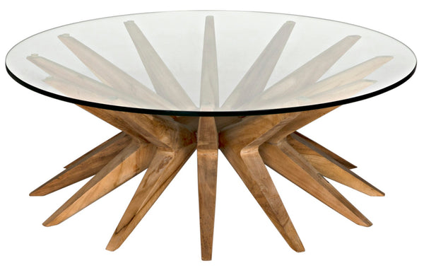 Noir Waldo Coffee Table - Artisan-Crafted Teak & Glass Centerpiece for Modern Living Room Elegance GTAB1129T