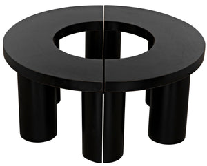 Noir Pluto Minimalist Coffee Table - Handcrafted Solid Mahogany with Hand-Rubbed Black Finish and Style GTAB1130HB