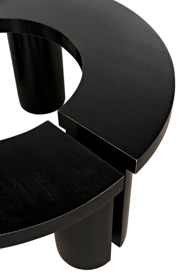 Noir Pluto Minimalist Coffee Table - Handcrafted Solid Mahogany with Hand-Rubbed Black Finish and Style GTAB1130HB