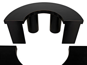 Noir Pluto Minimalist Coffee Table - Handcrafted Solid Mahogany with Hand-Rubbed Black Finish and Style GTAB1130HB