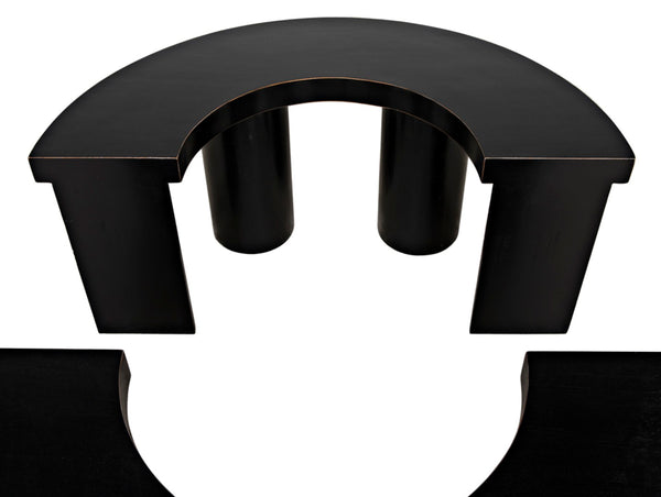 Noir Pluto Minimalist Coffee Table - Handcrafted Solid Mahogany with Hand-Rubbed Black Finish and Style GTAB1130HB