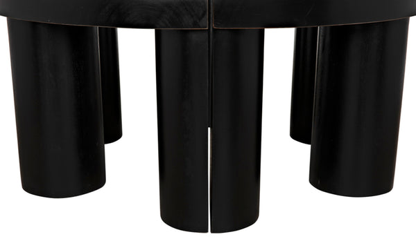 Noir Pluto Minimalist Coffee Table - Handcrafted Solid Mahogany with Hand-Rubbed Black Finish and Style GTAB1130HB