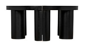 Noir Pluto Minimalist Coffee Table - Handcrafted Solid Mahogany with Hand-Rubbed Black Finish and Style GTAB1130HB