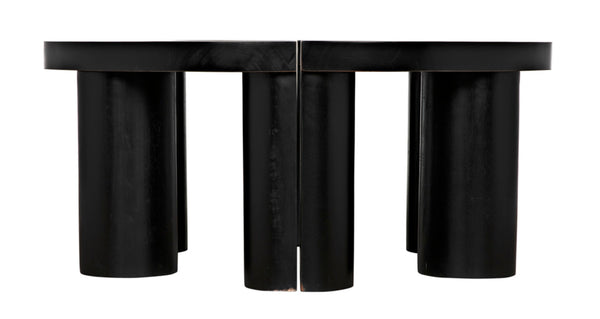 Noir Pluto Minimalist Coffee Table - Handcrafted Solid Mahogany with Hand-Rubbed Black Finish and Style GTAB1130HB
