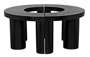 Noir Pluto Minimalist Coffee Table - Handcrafted Solid Mahogany with Hand-Rubbed Black Finish and Style GTAB1130HB
