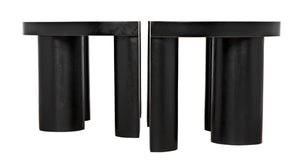 Noir Pluto Minimalist Coffee Table - Handcrafted Solid Mahogany with Hand-Rubbed Black Finish and Style GTAB1130HB
